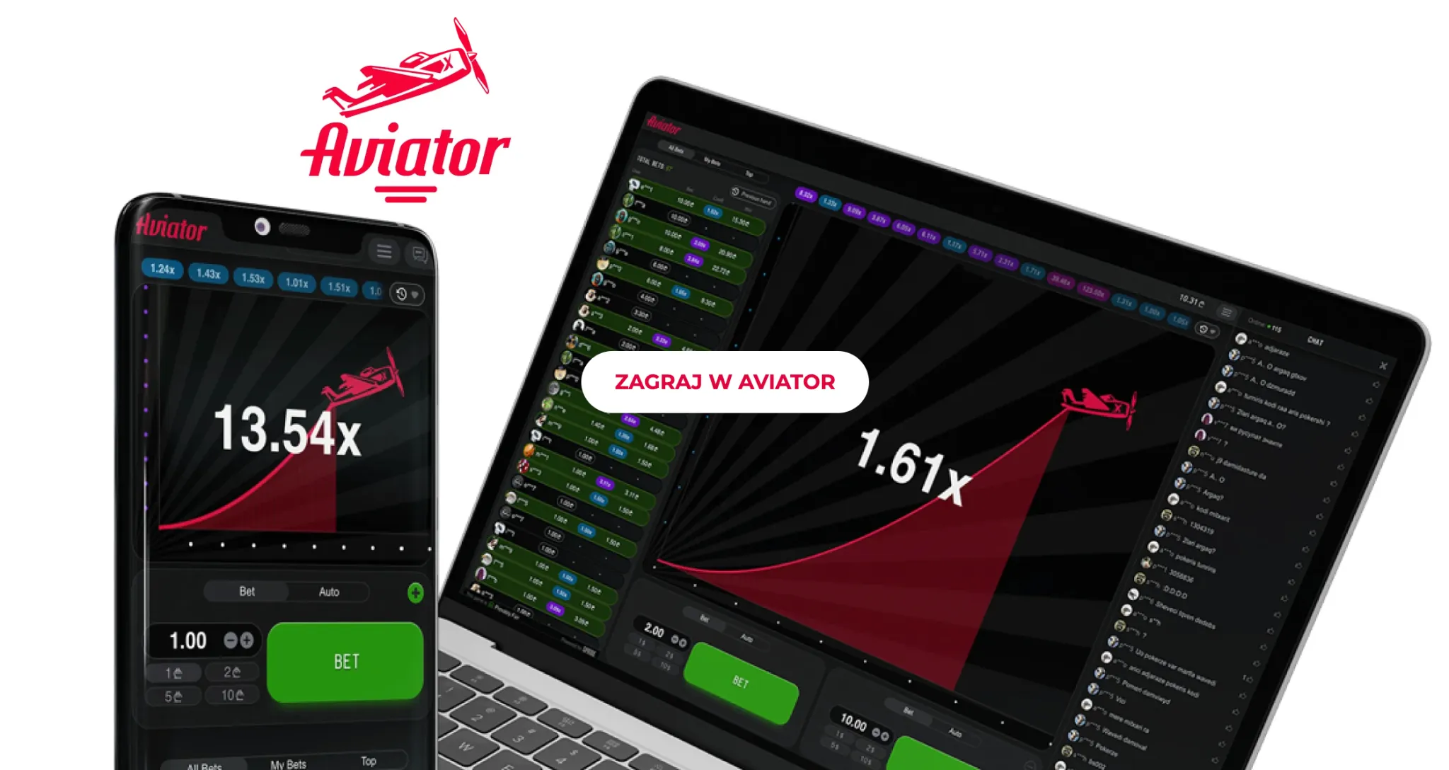 Mobilna wersja gry Aviator na ekranie smartfona
